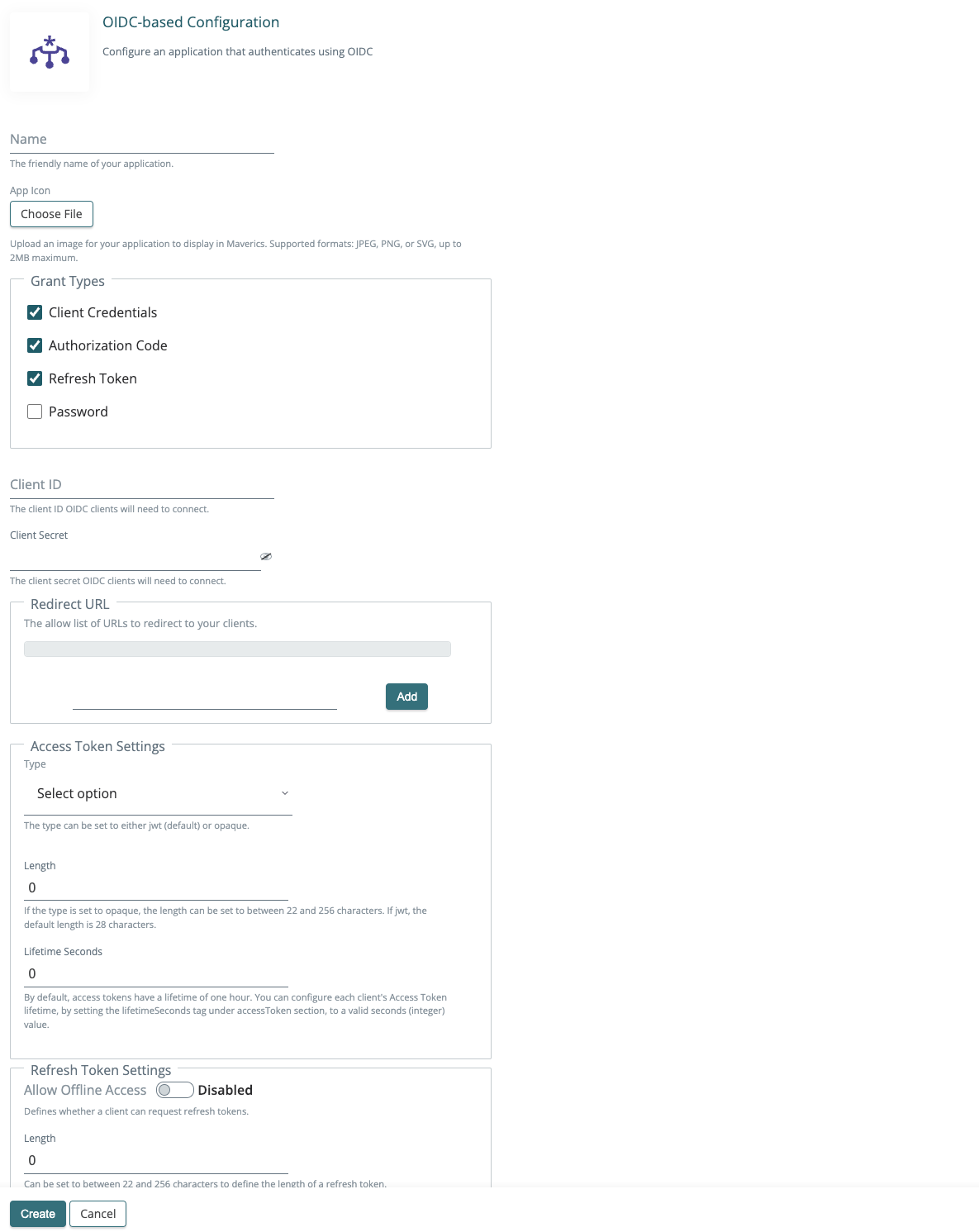 OIDC app configuration