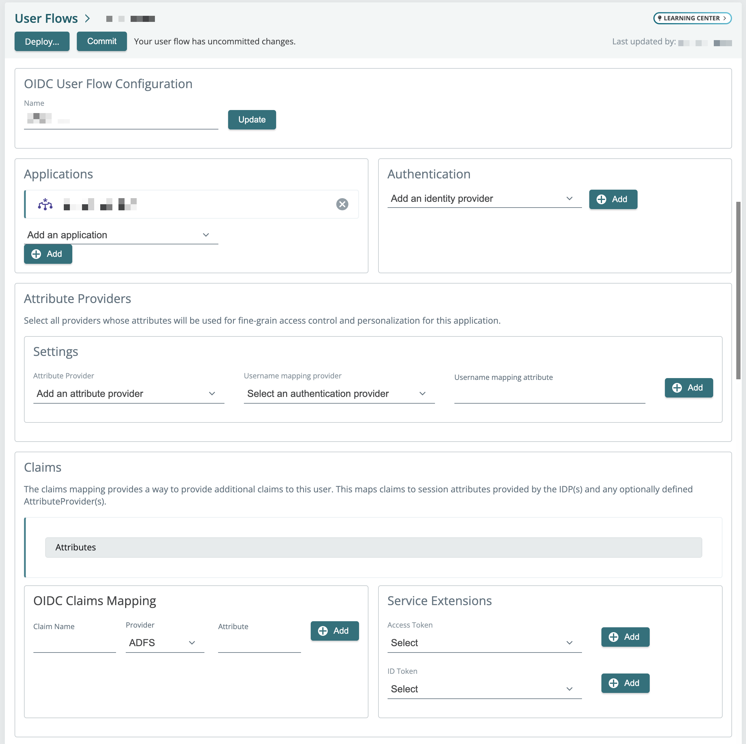 OIDC user flow configuration