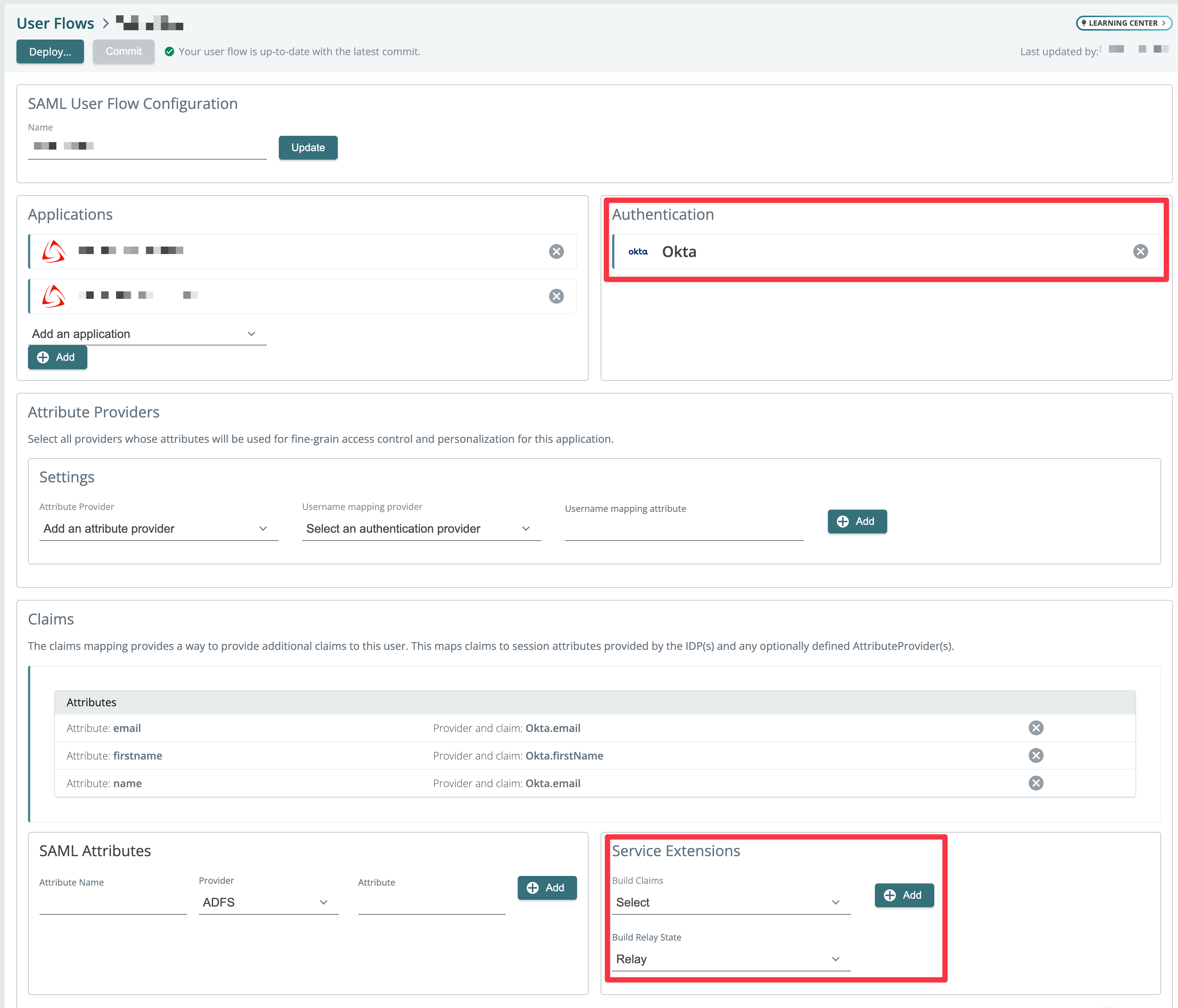 SAML service extensions
