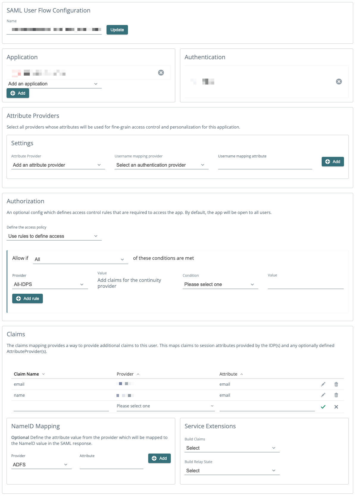 SAML user flow