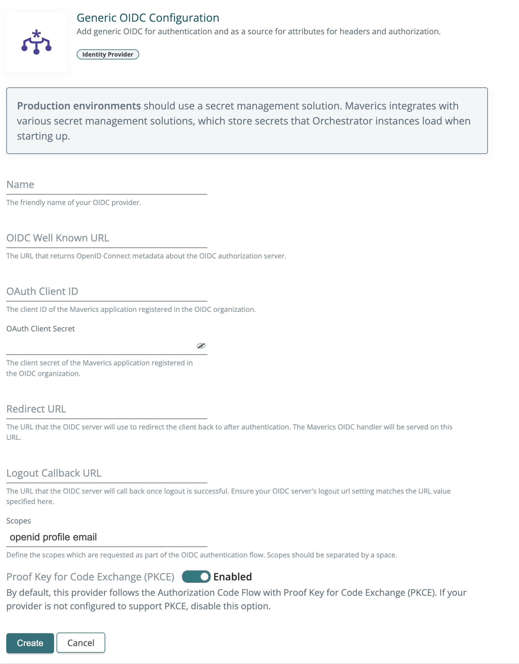 Generic OIDC IDP configuration