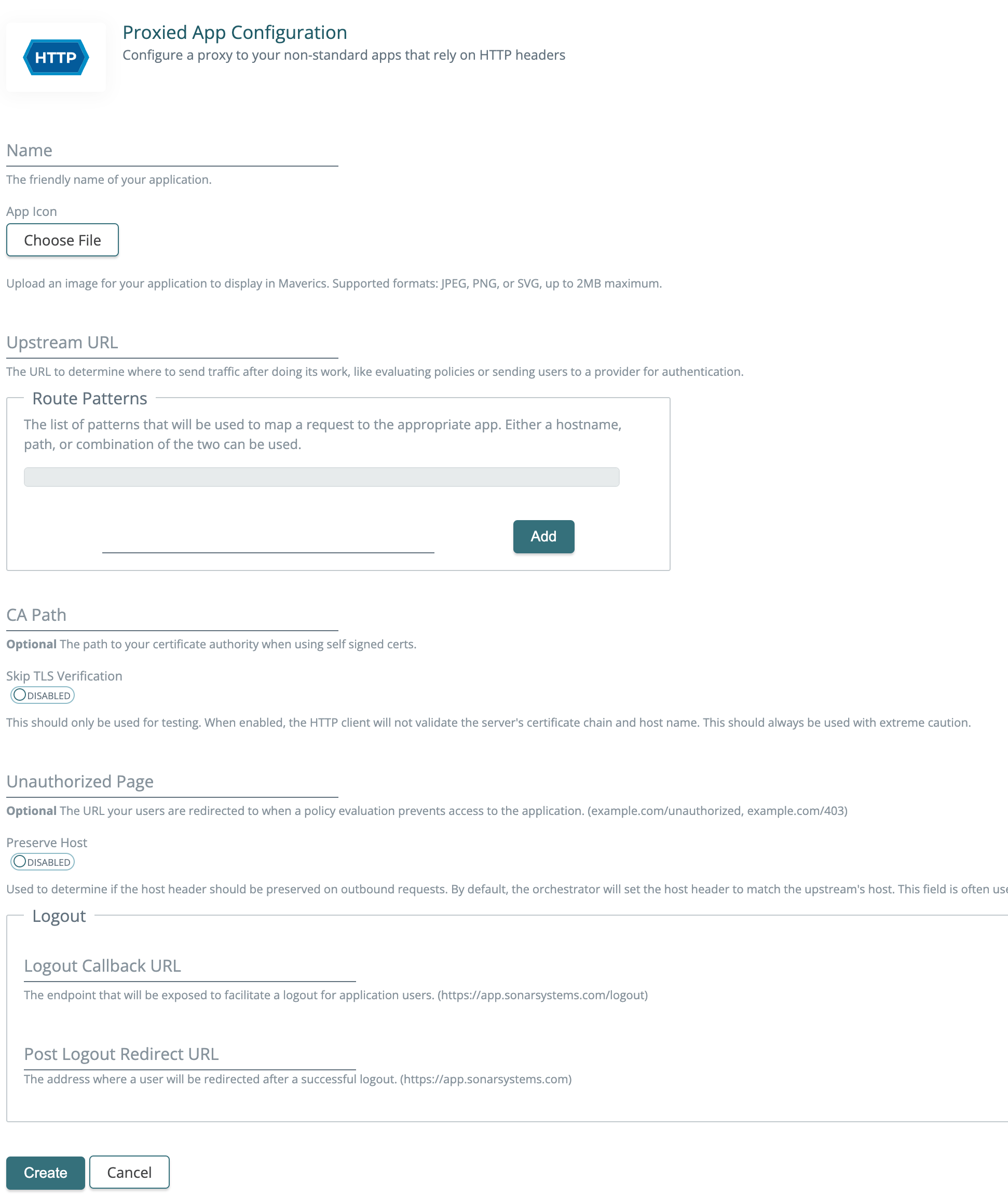 Proxy app configuration