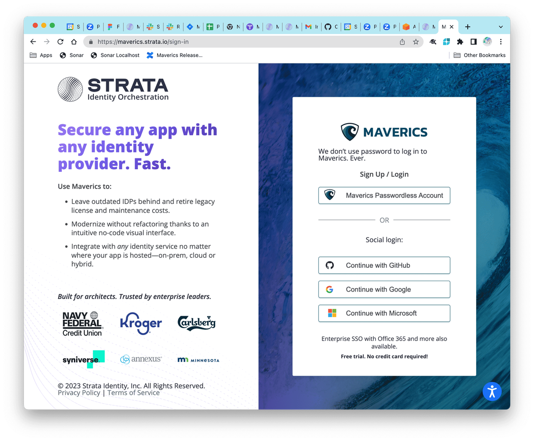 Maverics Passwordless sign up