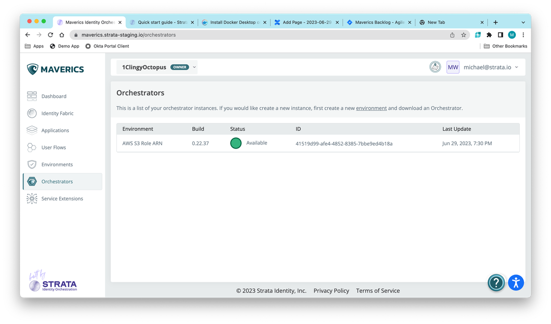 Orchestrator green dot