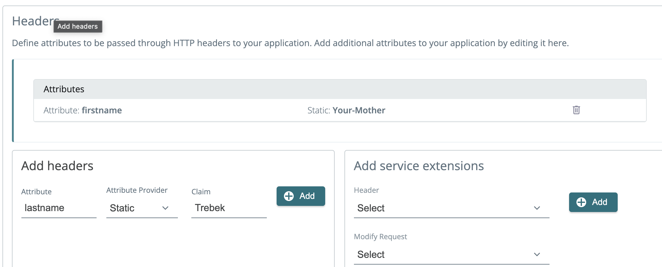 Proxy app static headers