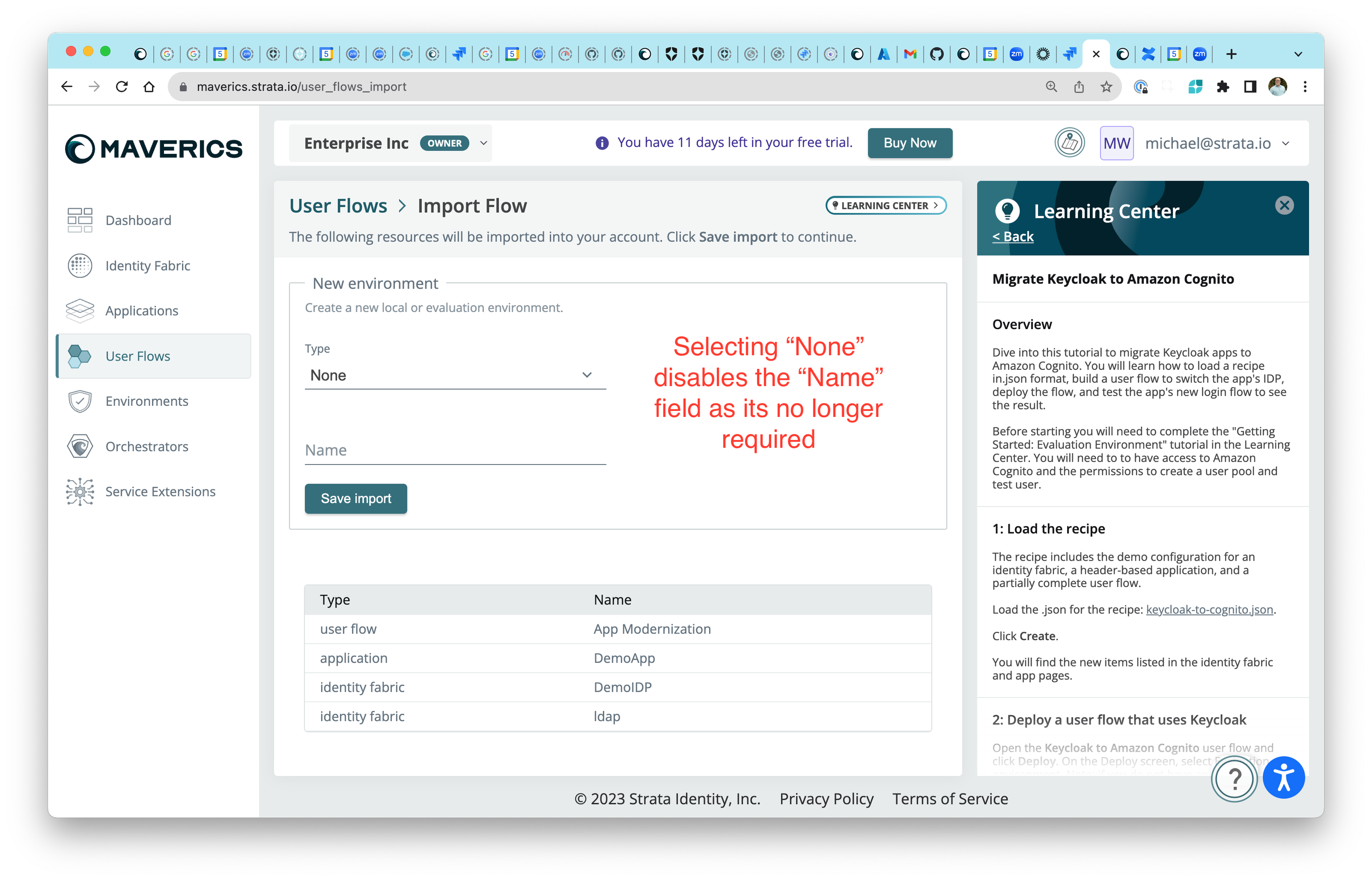 Import configuration