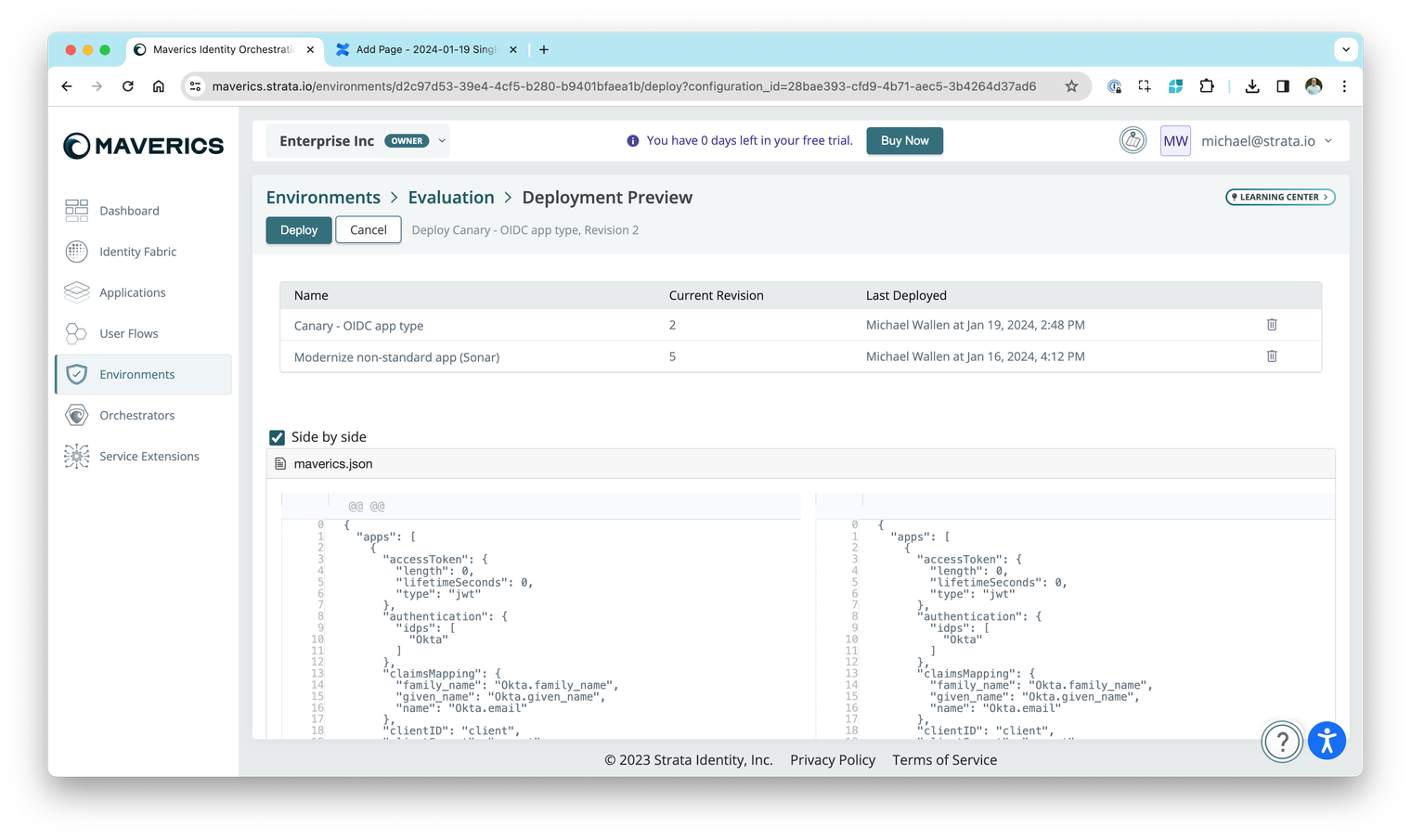 User flow deployments