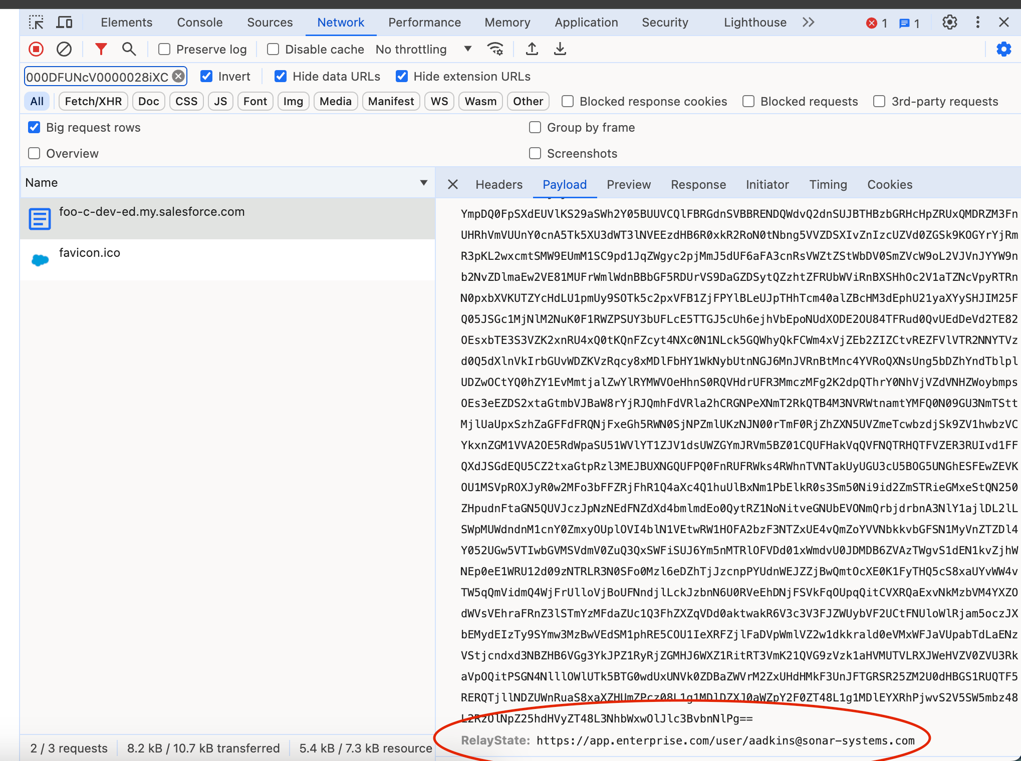 SAML payload